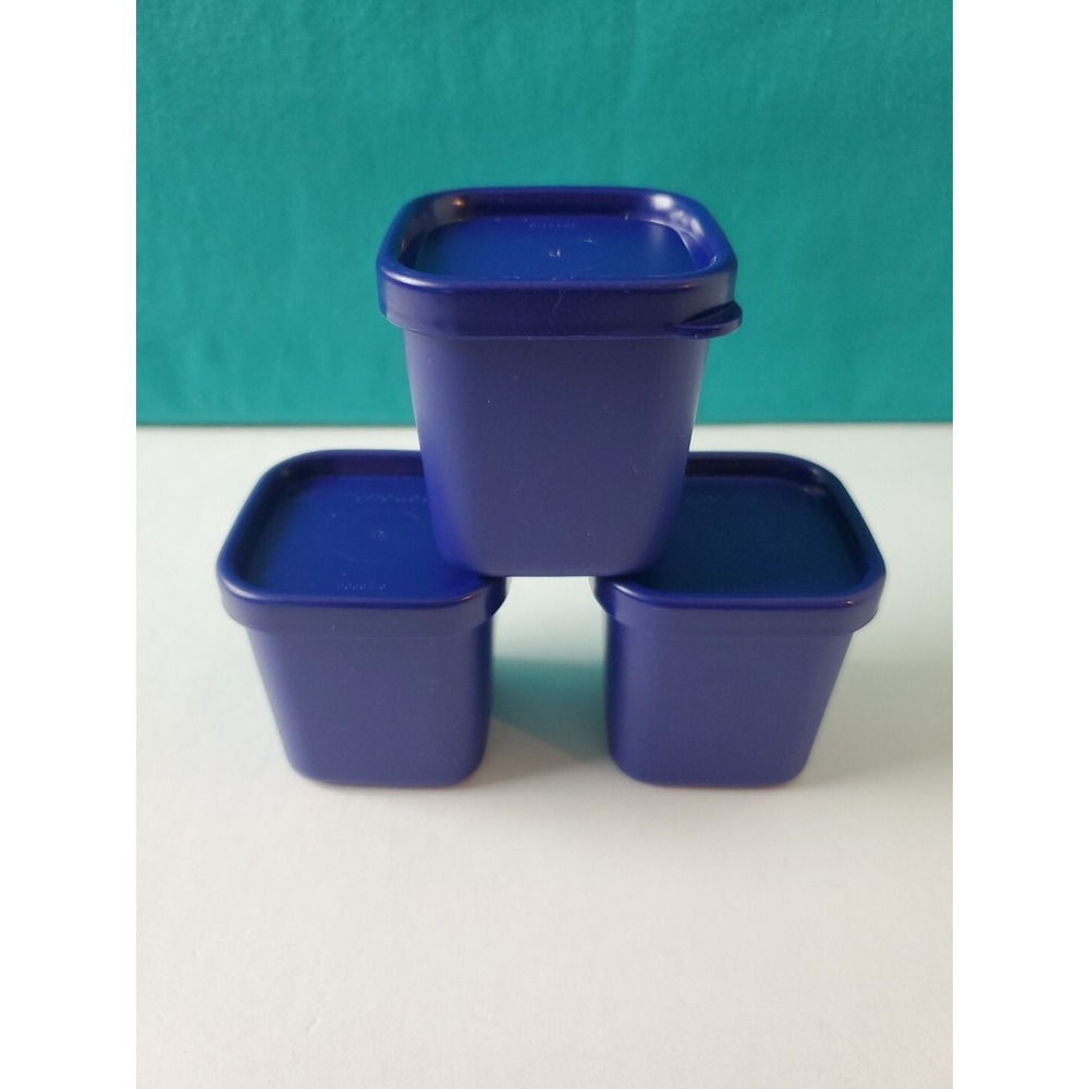 Tupperware Freeze-It Mini Square Rounds 80ml / 2.5oz Dark Blue Set Of 3 New